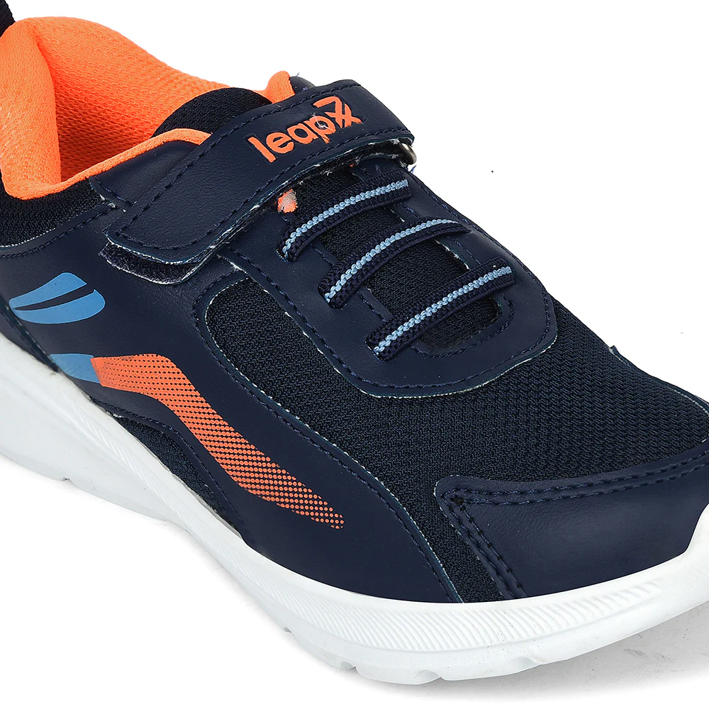 Leap7x Navy Blue Sports Non Lacing Walking Shoes For Kids TRAVEL-2V By Liberty - Image 4