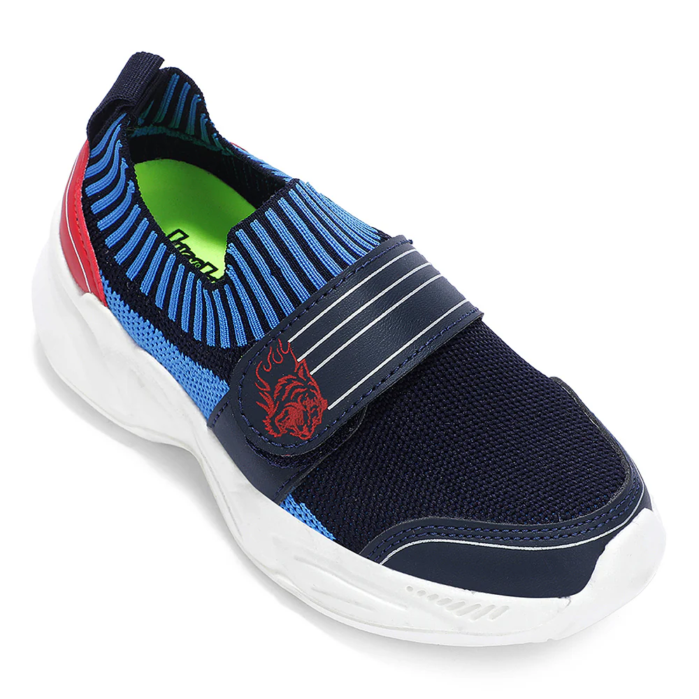 Leap7X Navy Blue Sports Non Lacing Walking Shoes For Kids TREND-K5K By Liberty