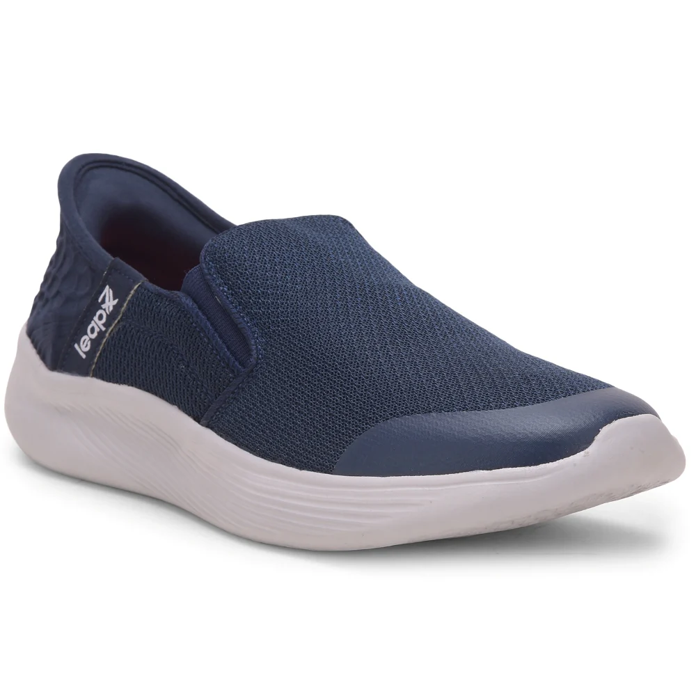 Leap7x Navy Blue Sports Non Lacing Walking Shoes For Men EZZAR-1 By Liberty