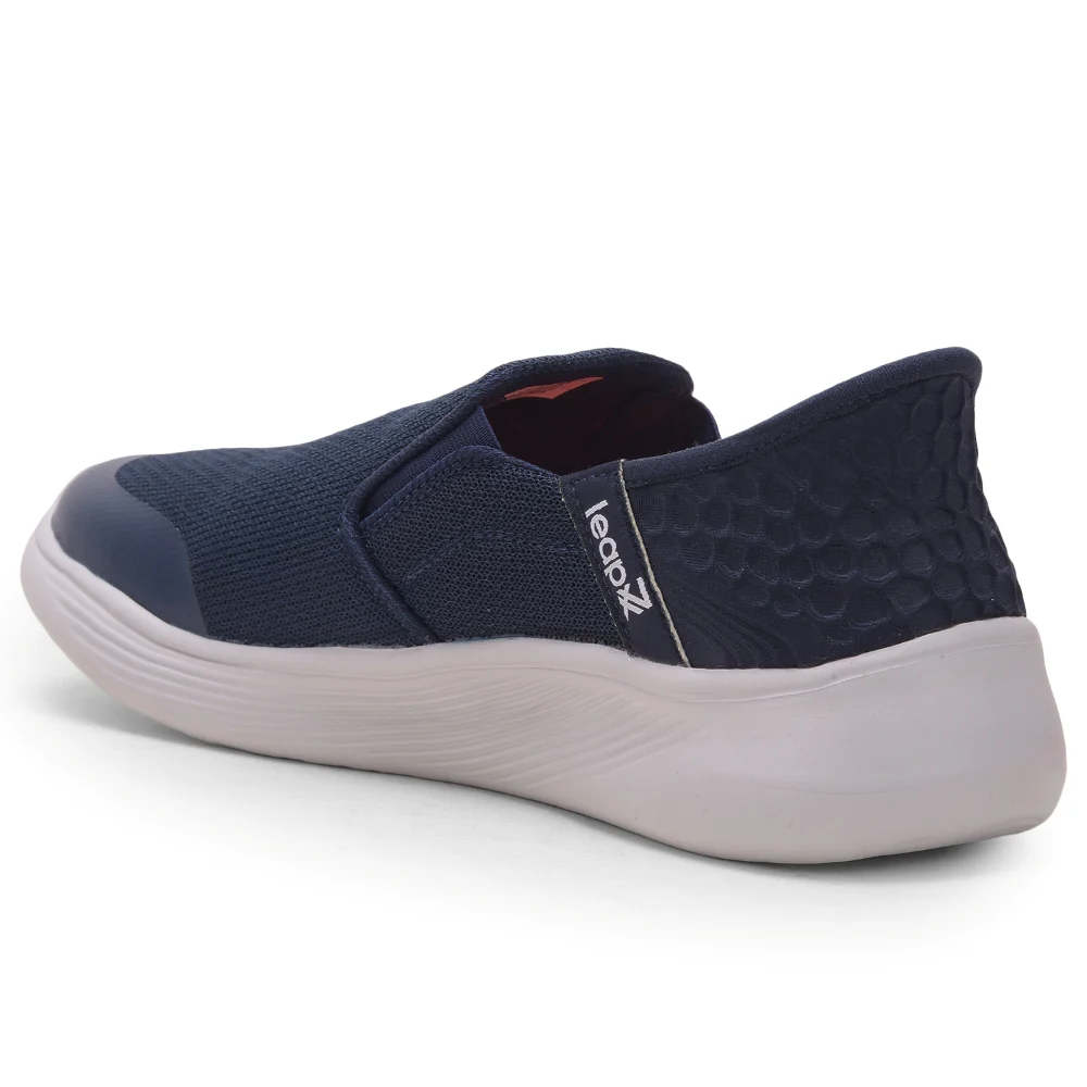 Leap7x Navy Blue Sports Non Lacing Walking Shoes For Men EZZAR-1 By Liberty - Image 3