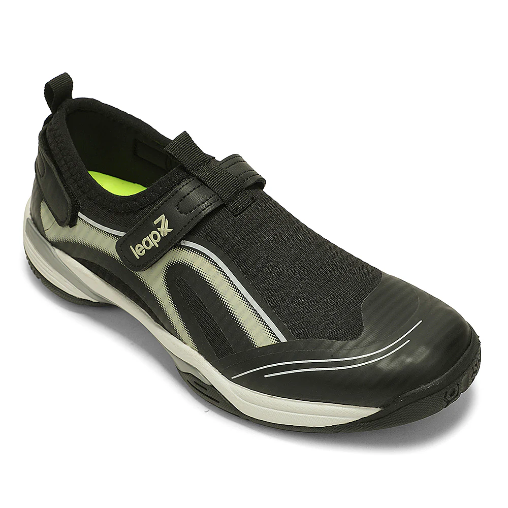 Leap7x NEWRACE-1E Black Sports Non Lacing Walking Shoes For Men By Liberty