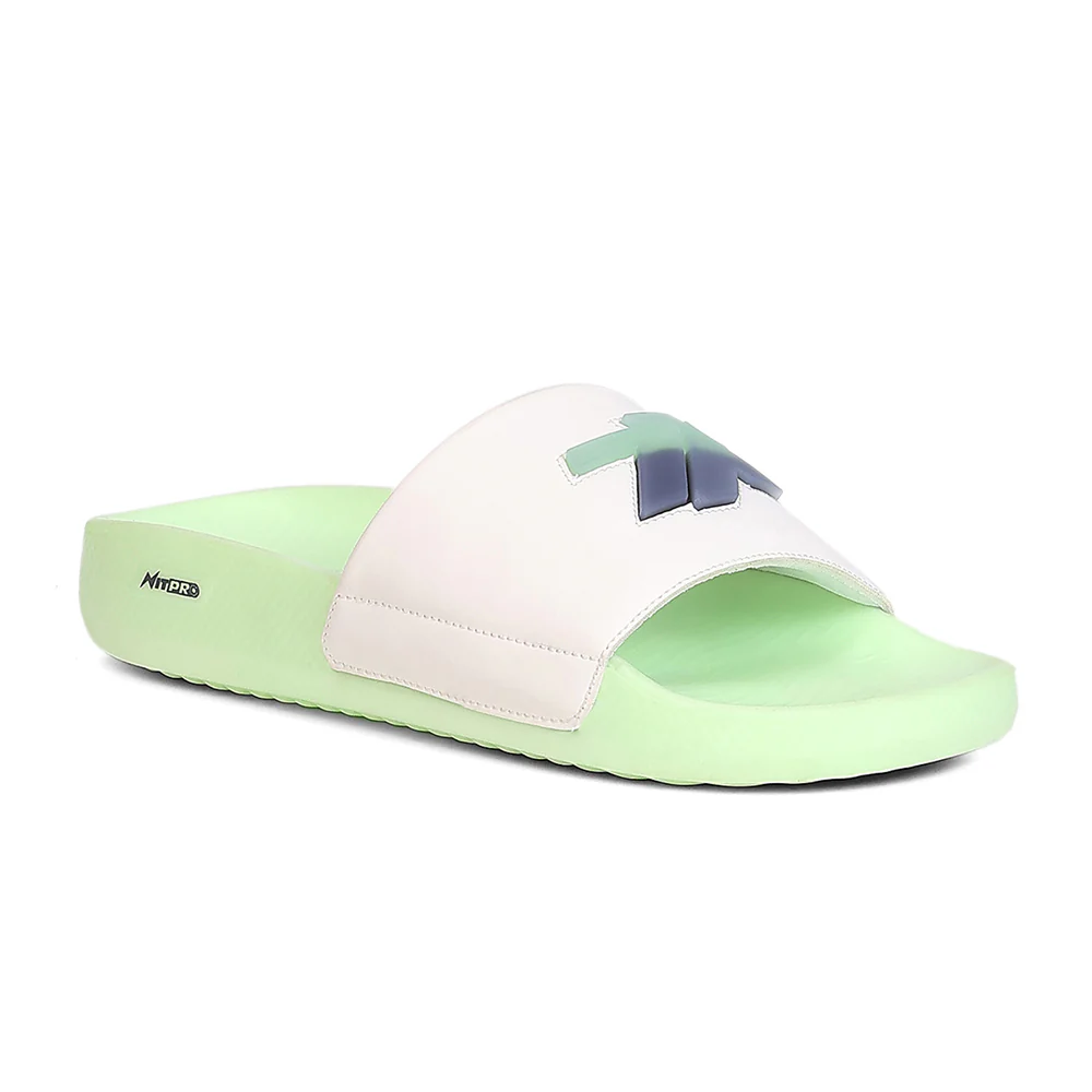 Leap7X NITWALK-30 Men's White Slides - Lightweight Nitro Sole with Molded EVA Comfort