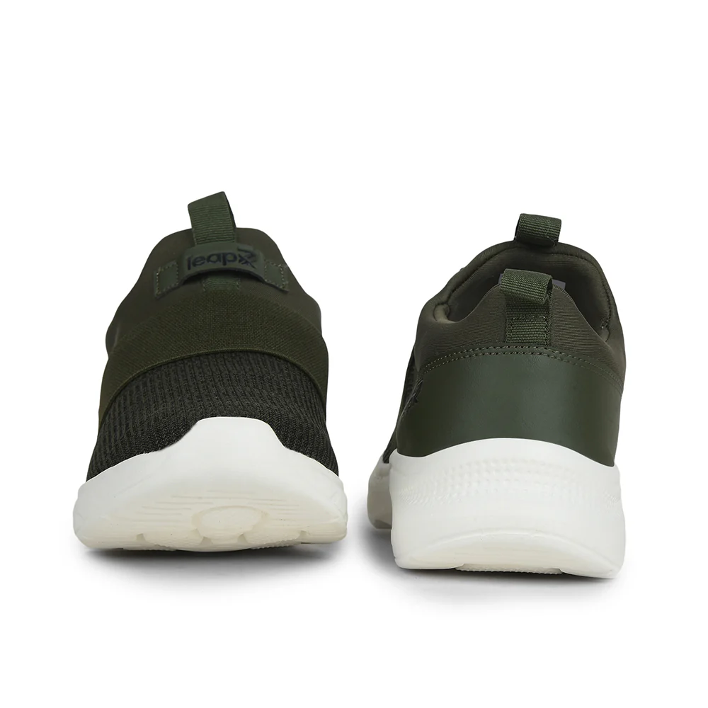 Leap7x Olive Green Non Lacing Sports Walking Shoes For Men SENTINO By Liberty - Image 6