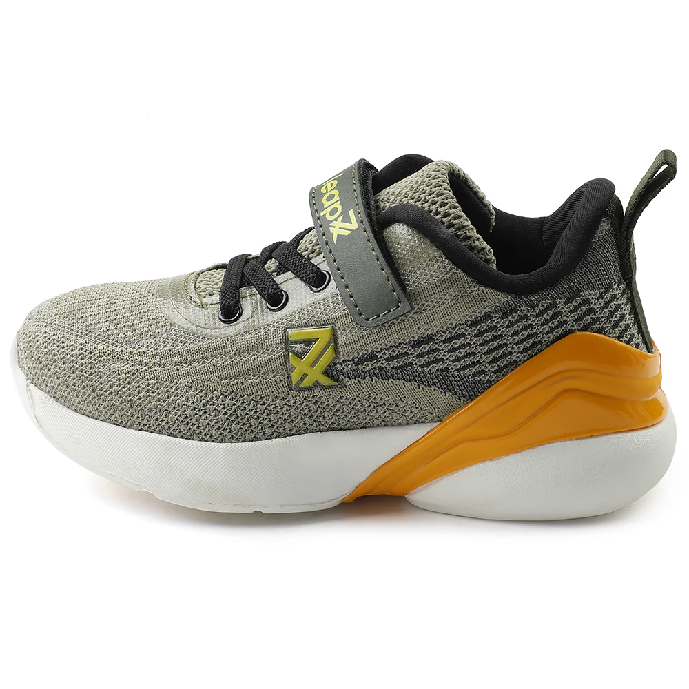 Leap7x Olive Green Sports Lacing Running Shoes For Kids COVER-02 By Liberty - Image 3
