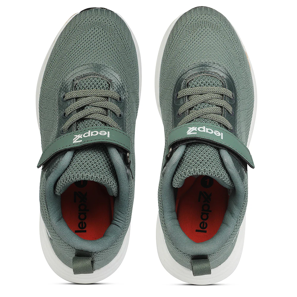 LEAP7X Olive Green Sports Non Lacing Walking Shoes for Kids COVER-04 by Liberty - Image 8