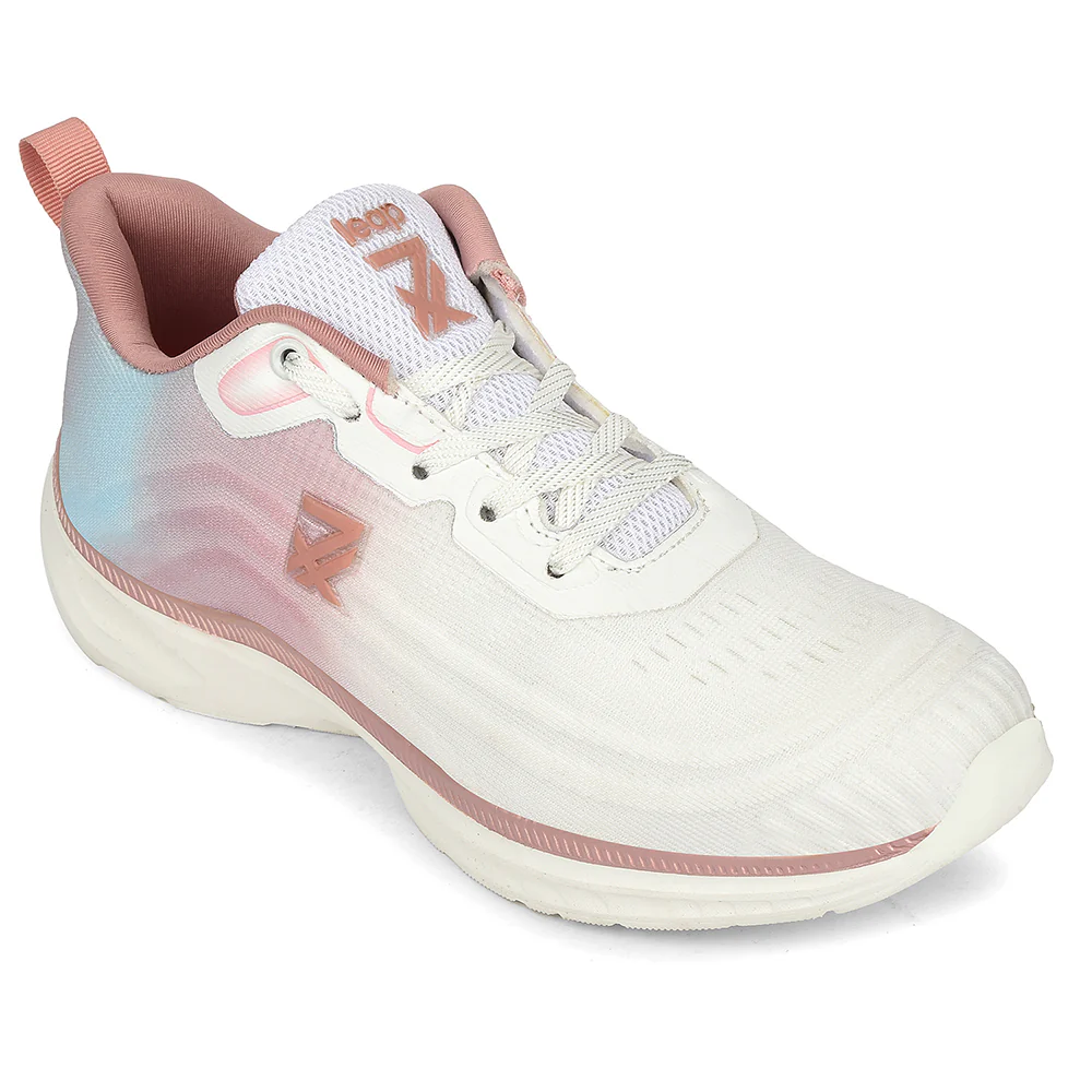 Leap7x Peach Sports Lacing Running Shoes For Women RWL-58 By Liberty