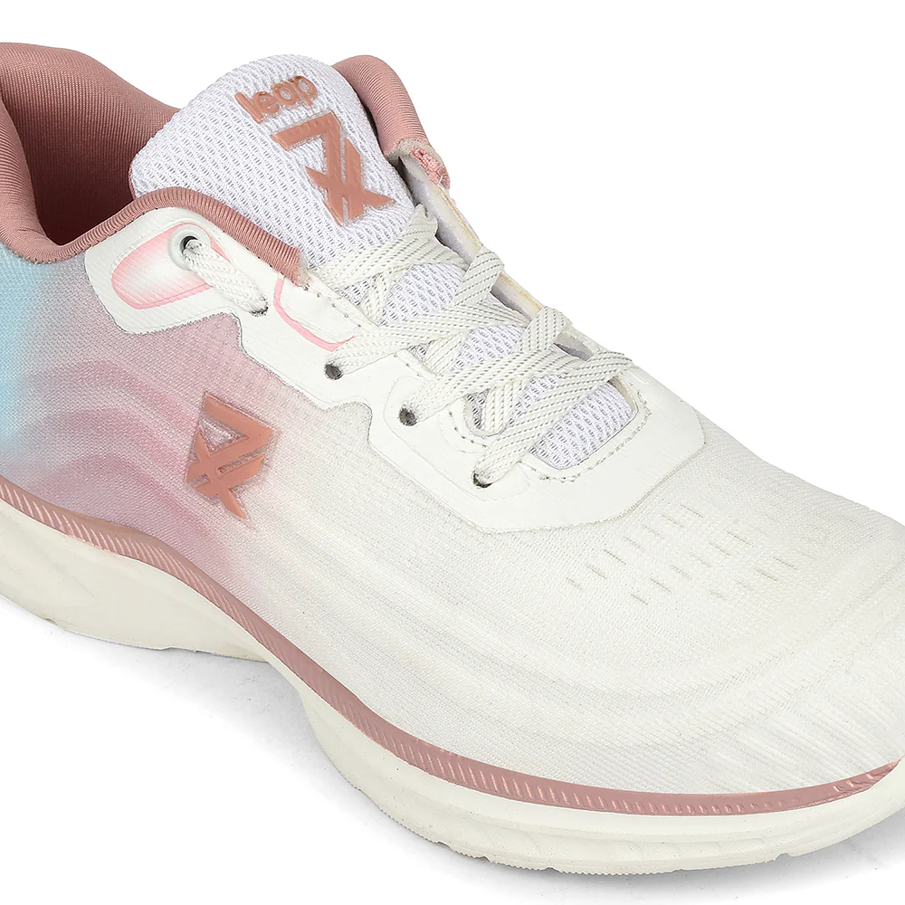 Leap7x Peach Sports Lacing Running Shoes For Women RWL-58 By Liberty - Image 4