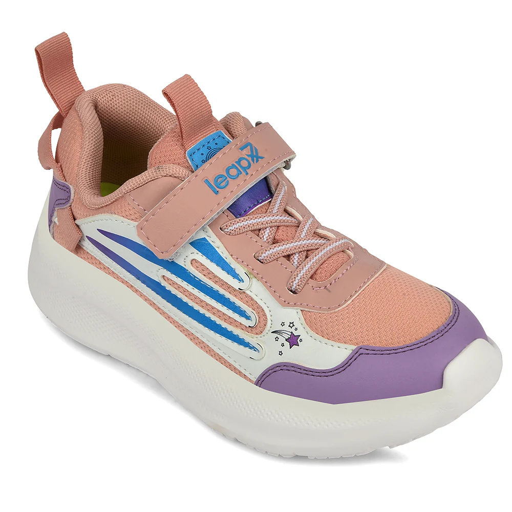 Leap7x Peach Sports Non Lacing Walking Shoes For Kids RYAN-1V By Liberty