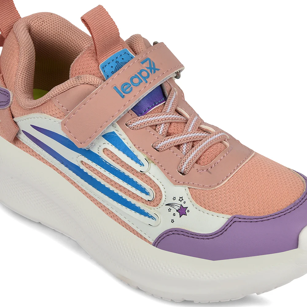 Leap7x Peach Sports Non Lacing Walking Shoes For Kids RYAN-1V By Liberty - Image 4
