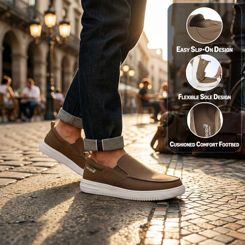 Leap7X PRIMESTEPE Brown Casual Non Lacing Sneakers for Men - Image 3