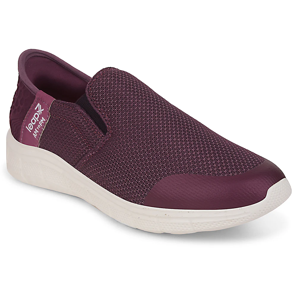 Leap7x Purple Sports Non Lacing Walking Shoes For Women EZZAR-L1 By Liberty