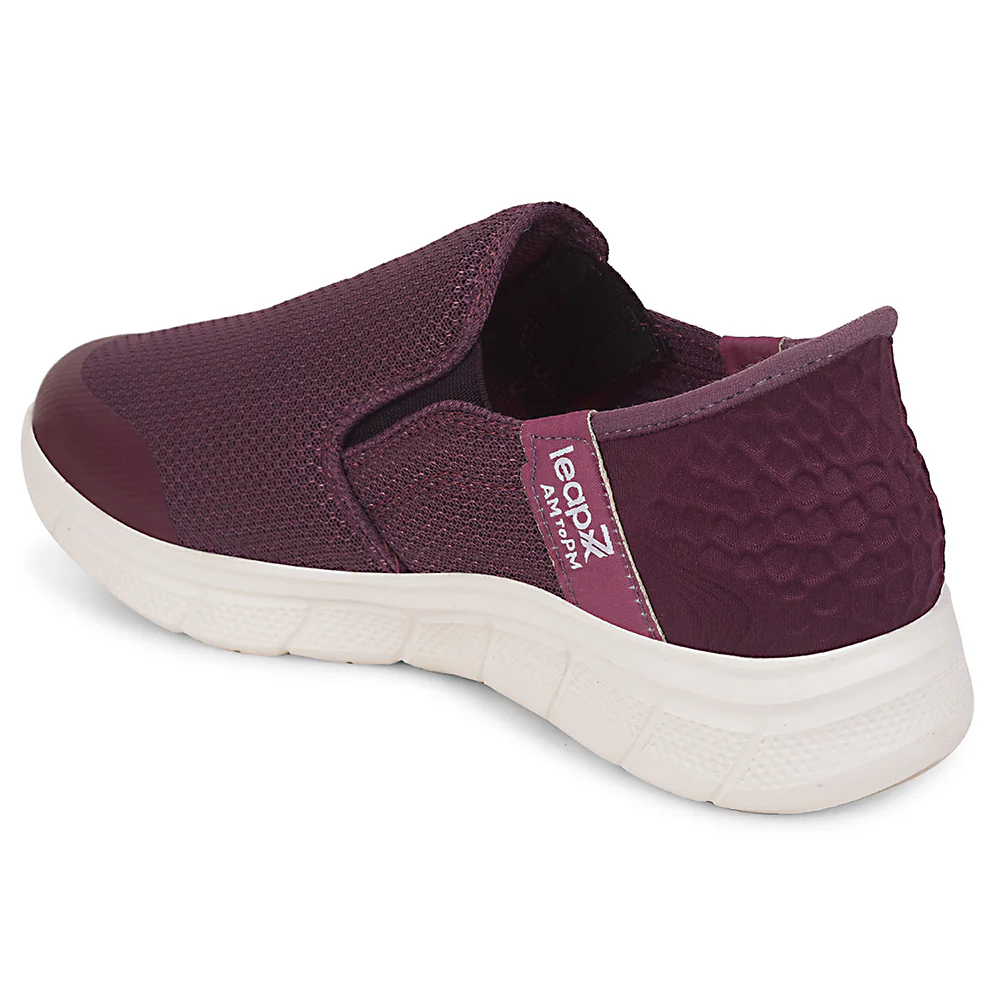 Leap7x Purple Sports Non Lacing Walking Shoes For Women EZZAR-L1 By Liberty - Image 4