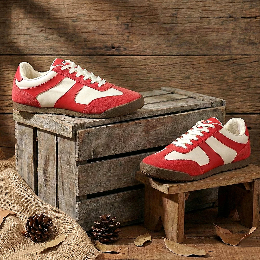 Leap7x Red Casual Lacing Sneakers For Men DECIAN-4E By Liberty - Image 2