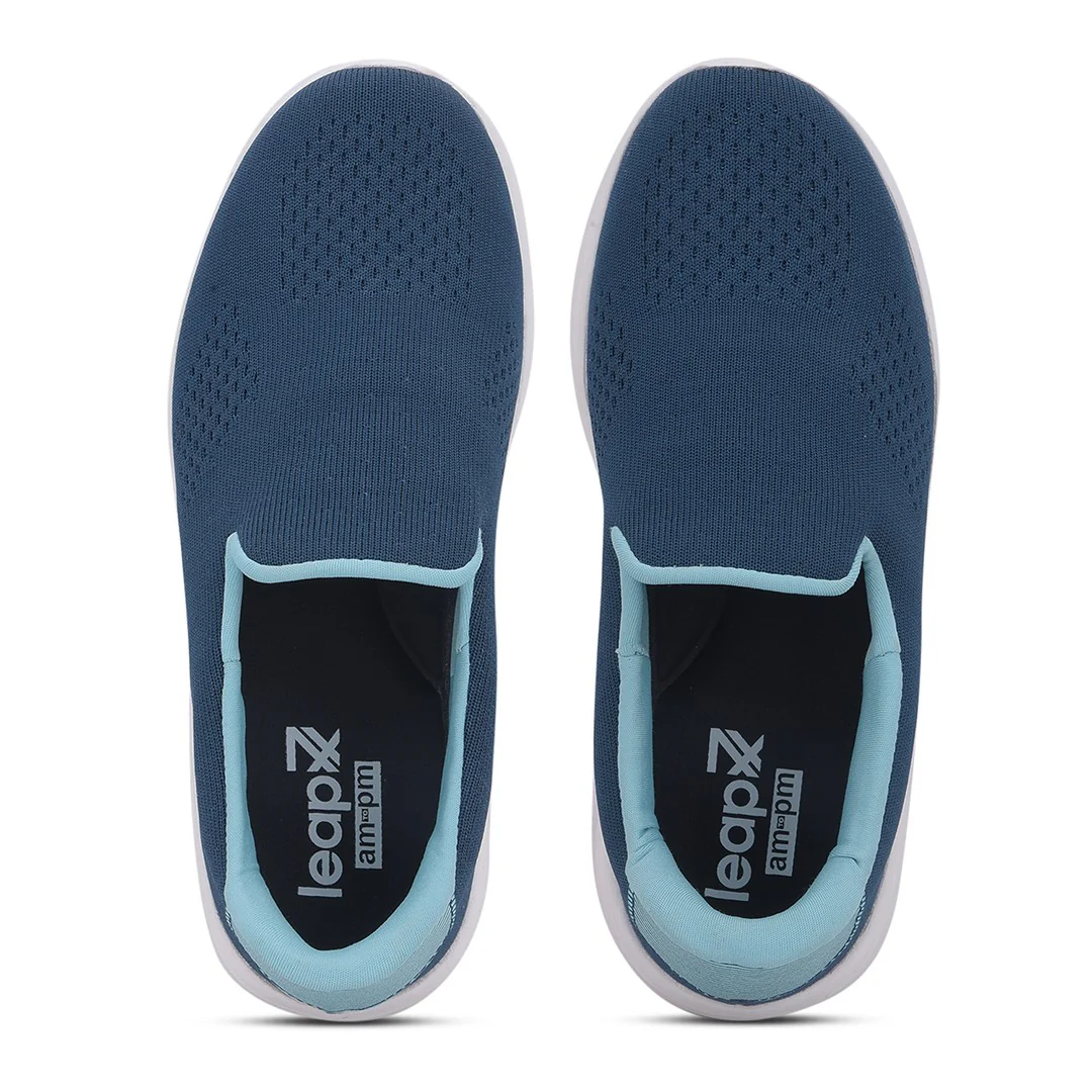Leap7X RIYA-1 Teal Blue Sports Non Lacing Walking Shoes for Women by Liberty - Image 9