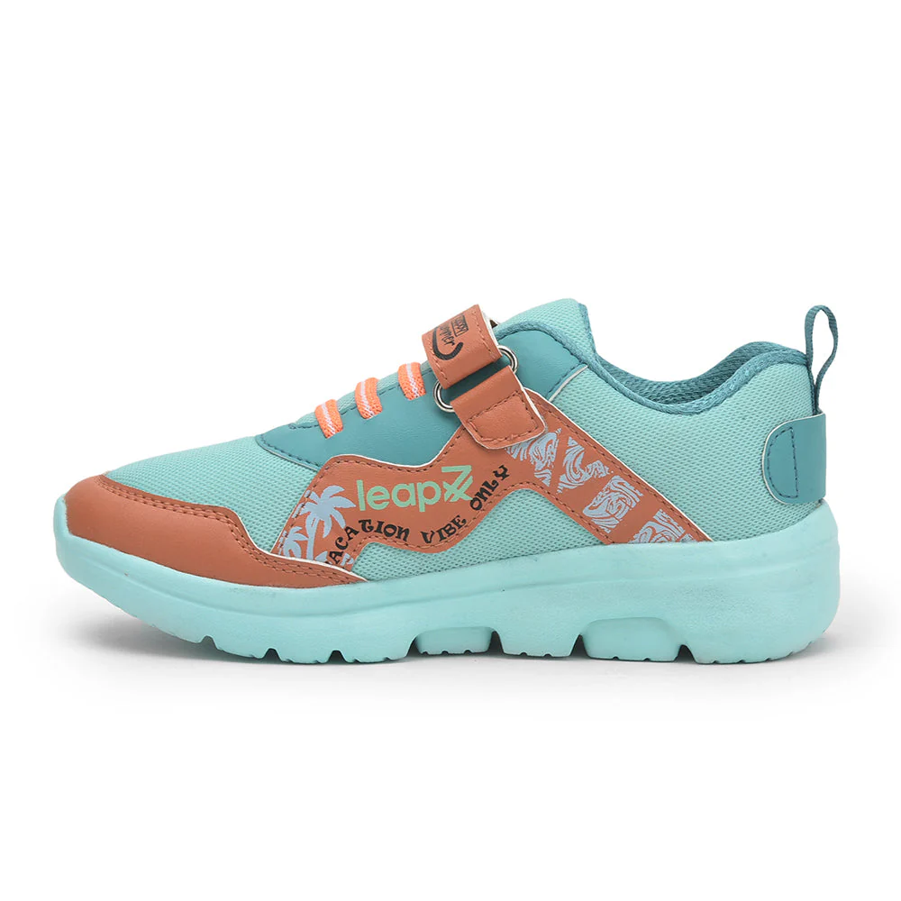 Leap7x Sea Green Sports Non Lacing Walking Shoes For Kids TURBO-1E By Liberty - Image 3