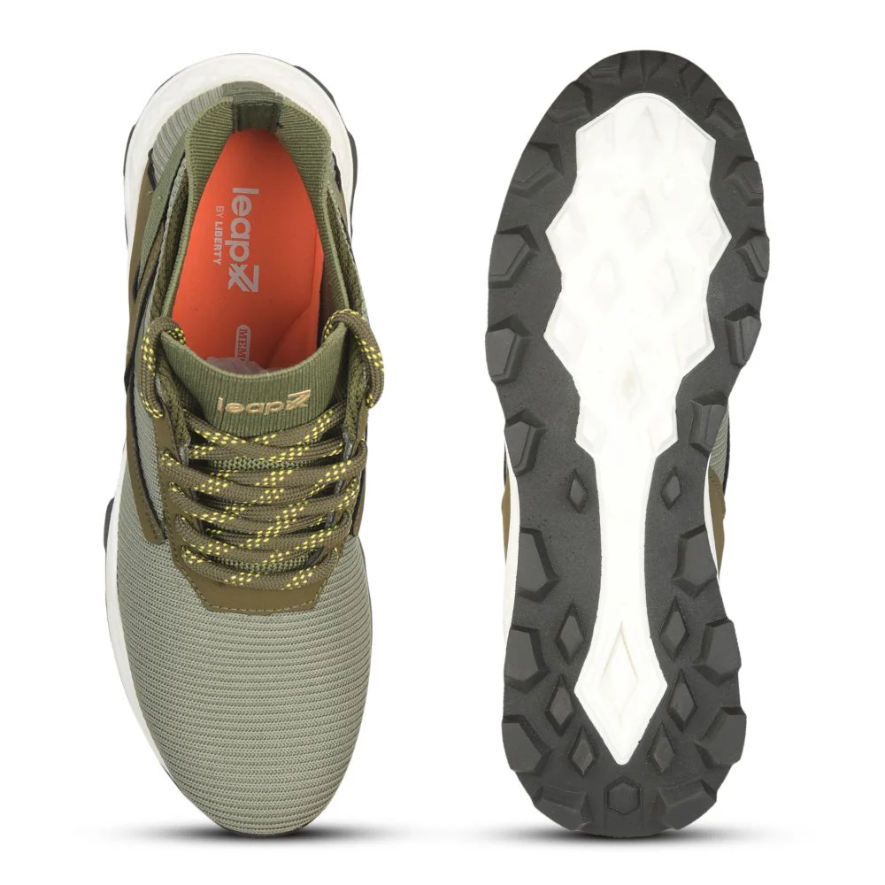 Leap7x Sports Lacing Running Shoe For Men (Olgreen) ELWOOD By Liberty - Image 5