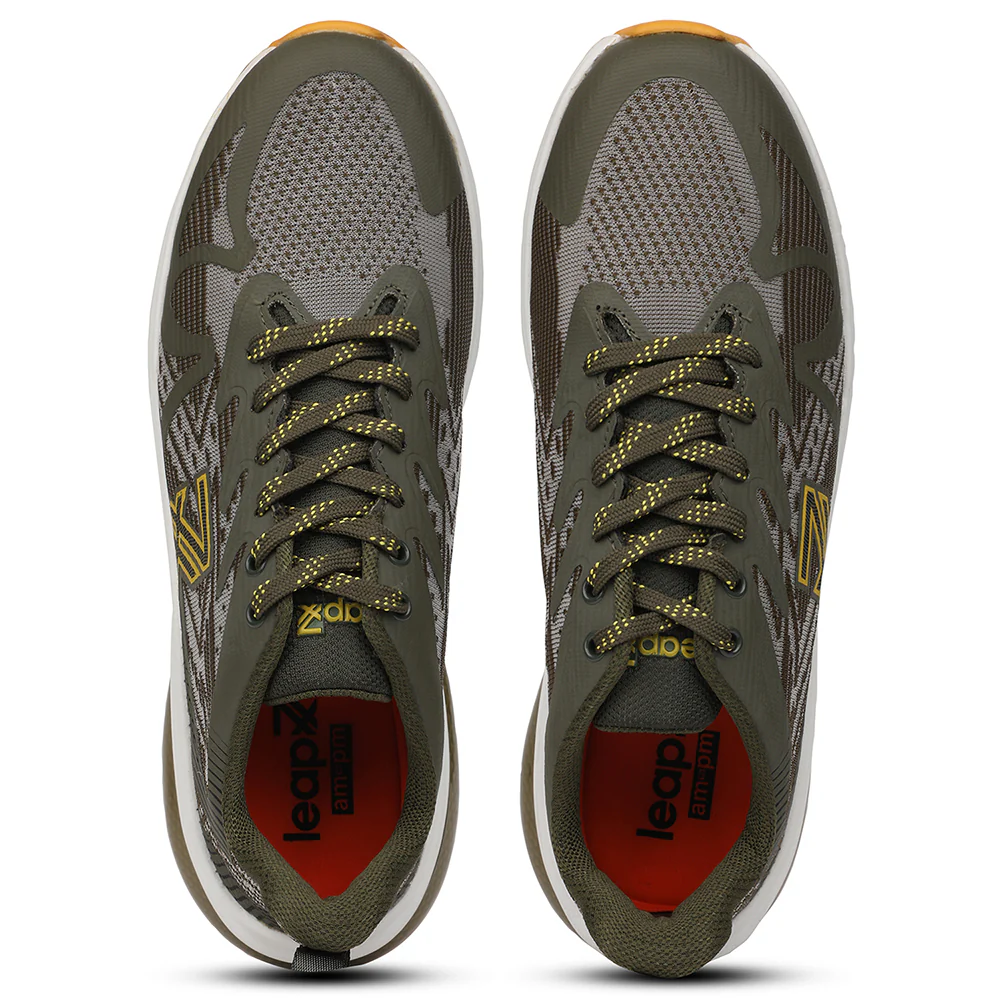 Leap7X SPOTTER-1 Olive Green Sports Lacing Running Shoes for Men by Liberty - Image 8