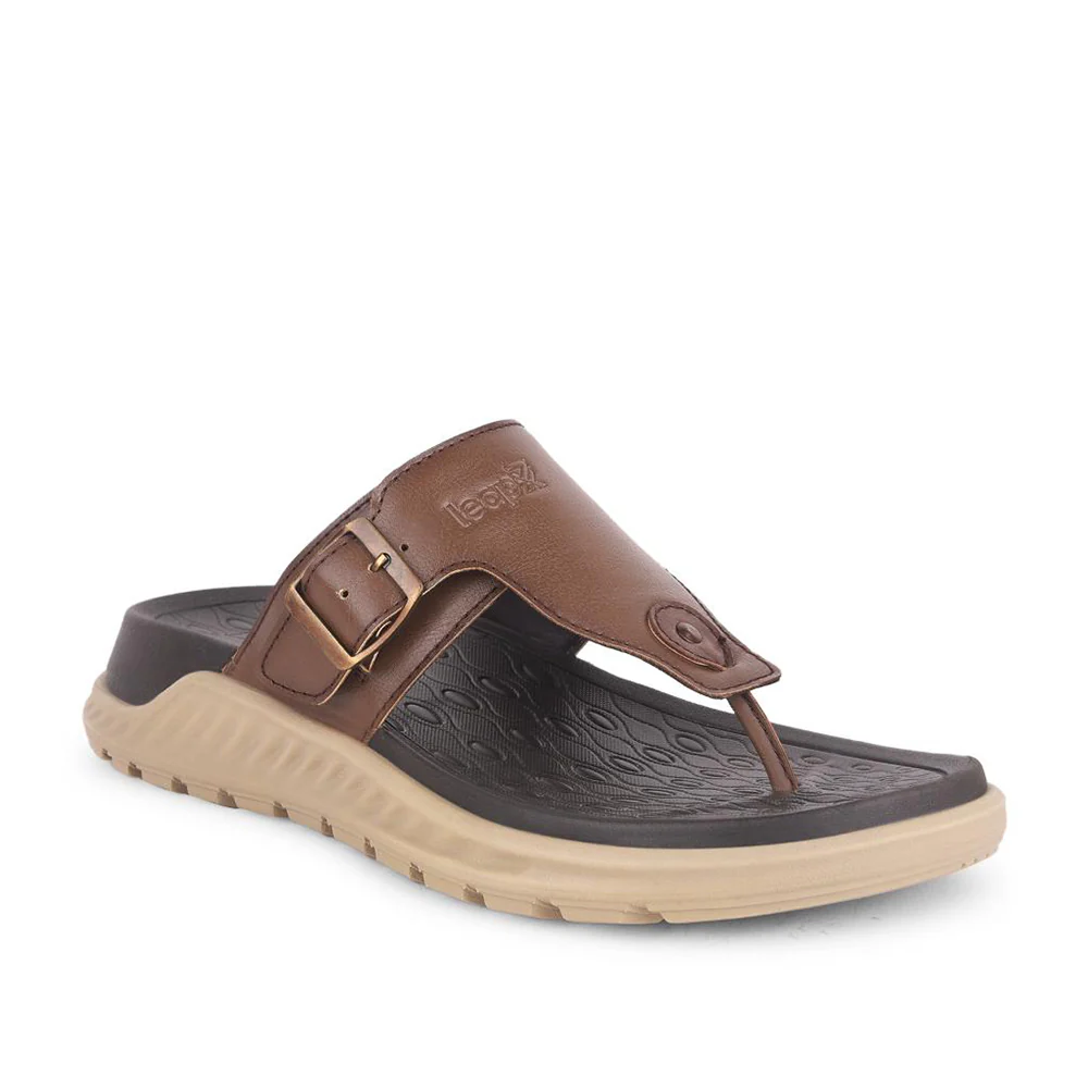 Leap7x Tan Casual Slippers For Men CHARLY-1E By Liberty