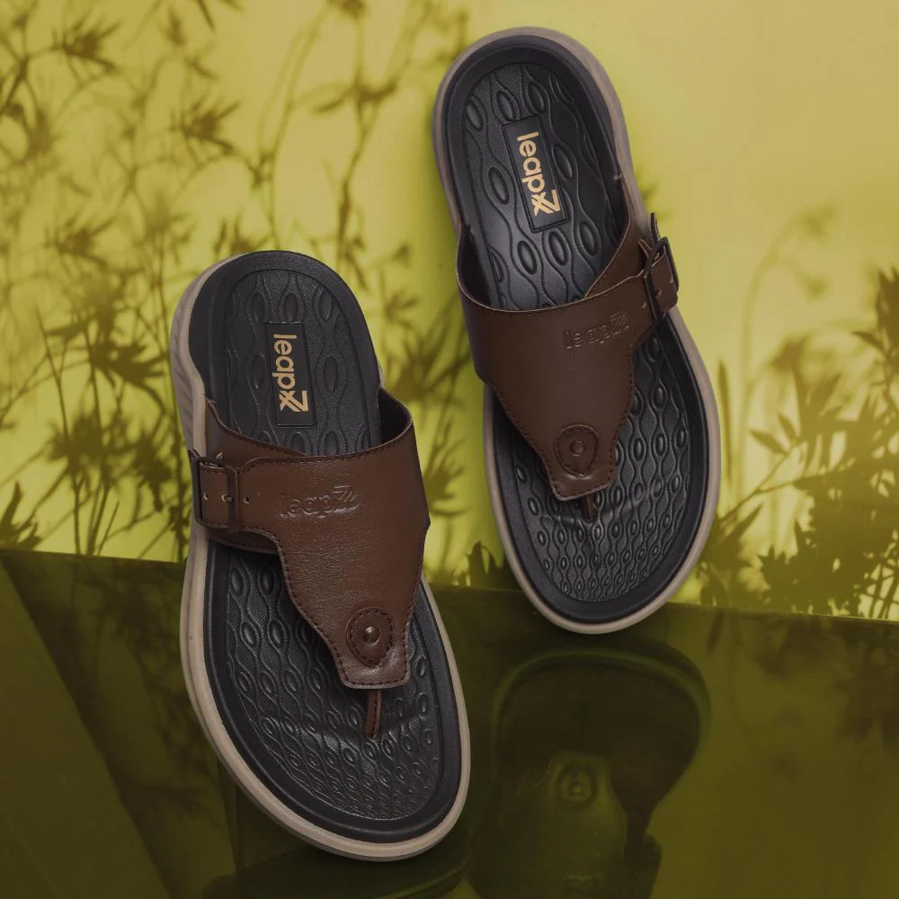 Leap7x Tan Casual Slippers For Men CHARLY-1E By Liberty - Image 4