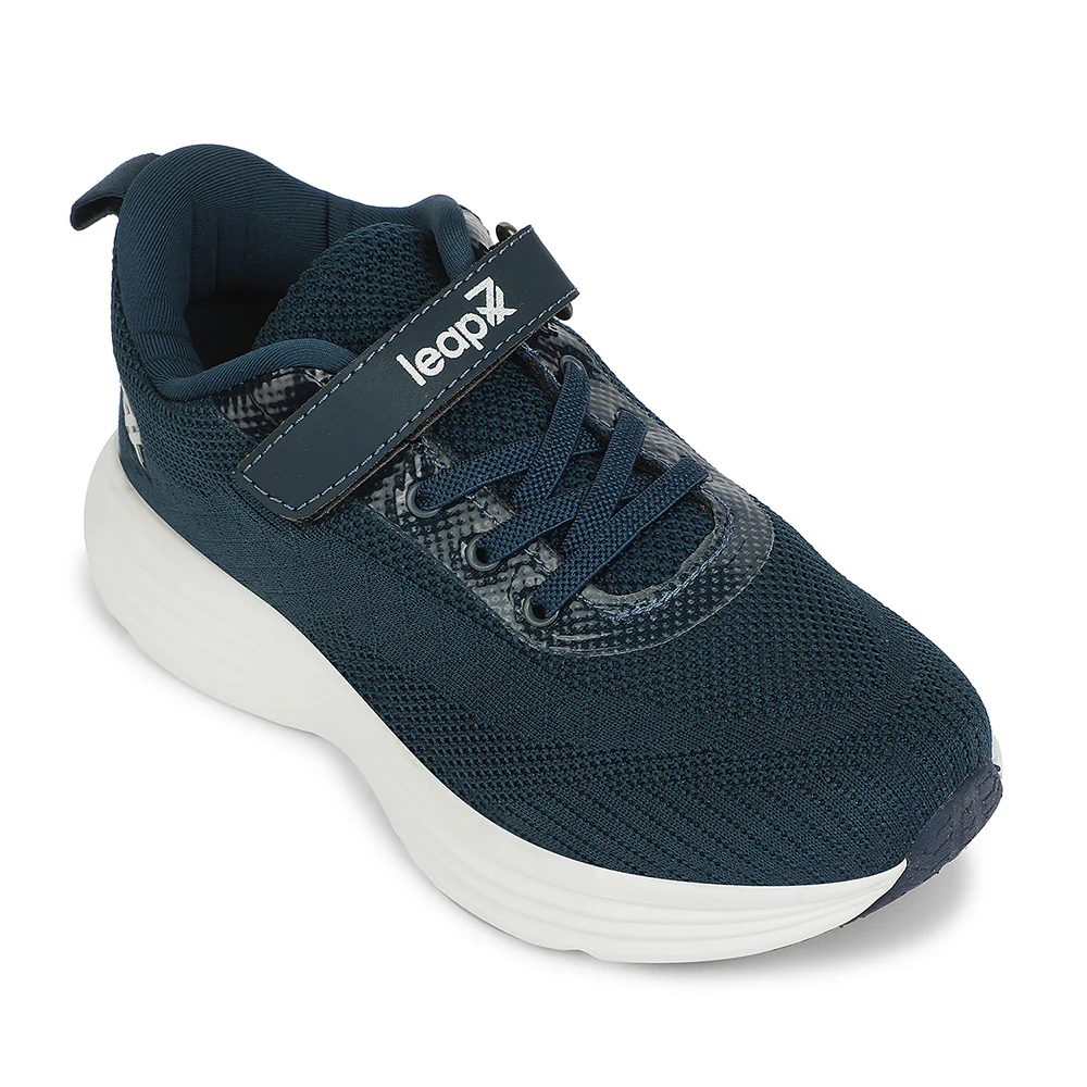 LEAP7X Teal Blue Sports Non Lacing Walking Shoes for Kids COVER-04 by Liberty