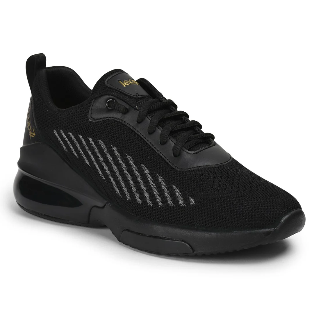 Leap7x VIRAT Men Black Sports Lacing Shoes By Liberty