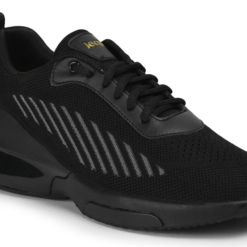 Leap7x VIRAT Men Black Sports Lacing Shoes By Liberty - Image 4