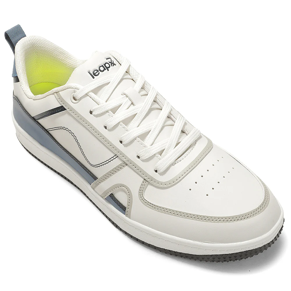 LEAP7X White Casual Lacing Sneakers for Men SNOOKEY-1E by Liberty