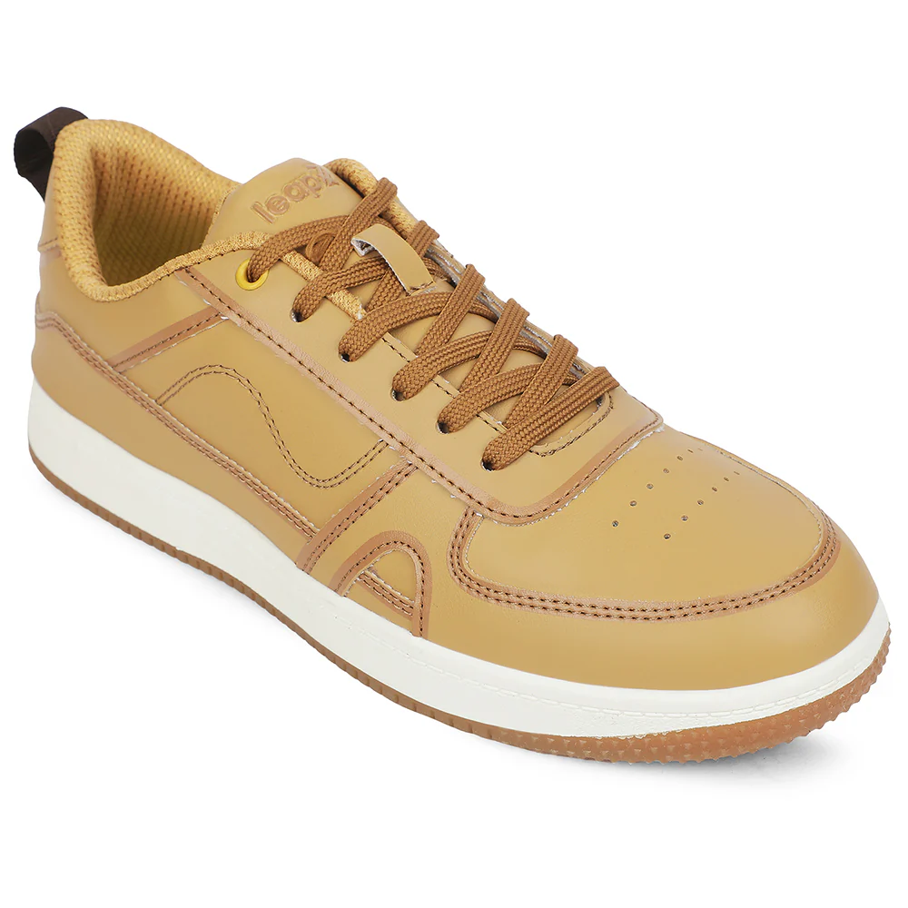 LEAP7X Tan Casual Lacing Sneakers for Men SNOOKEY-1E by Liberty