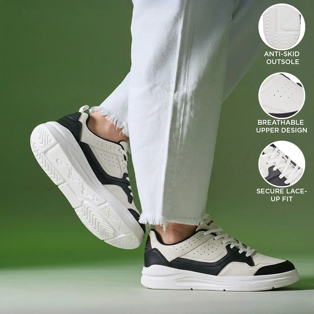 LEAP7X White Casual Lacing Sneakers for Men SNOOKIT-1E By Liberty - Image 3