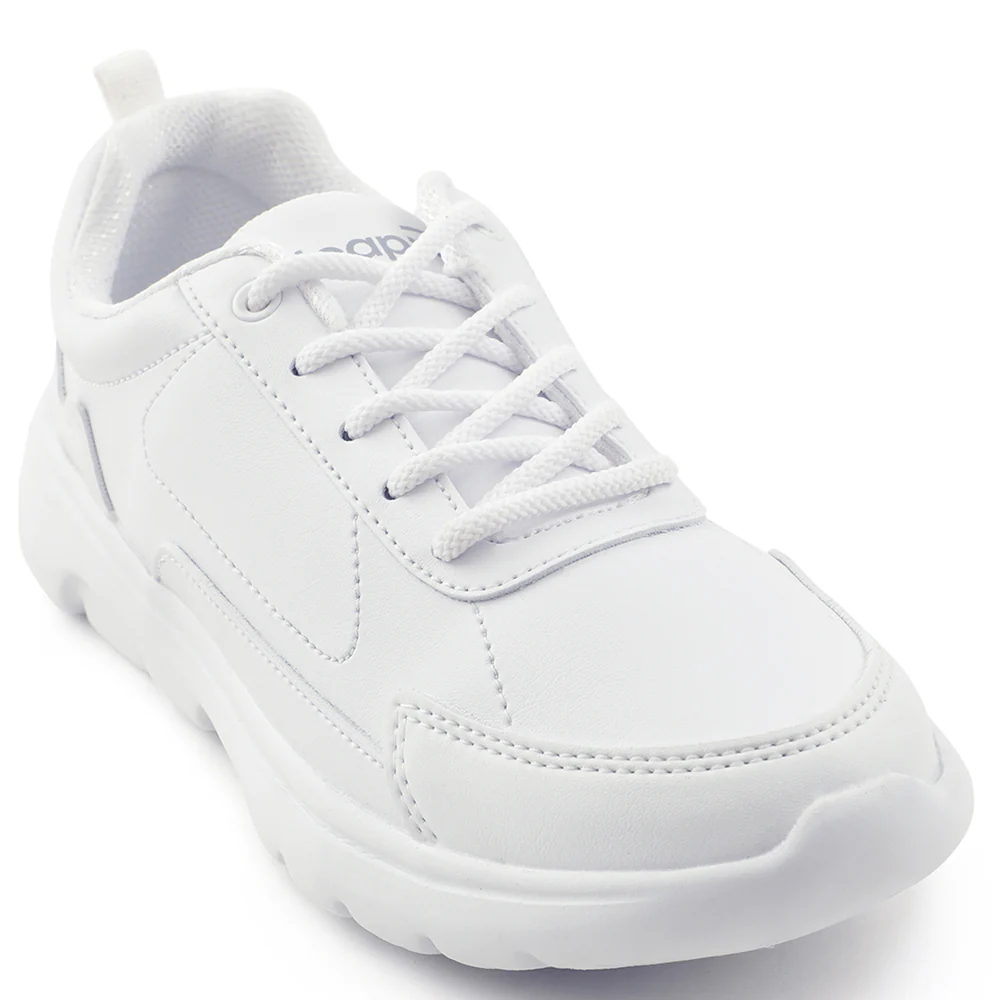 Leap7x White Lacing Uniform School Shoes For Kids SCHLSTAR-L By Liberty