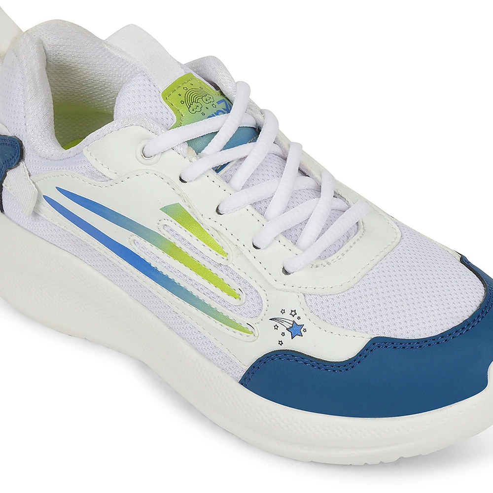 Leap7x White Sports Lacing Running Shoes For Kids RYAN-1L By Liberty - Image 4