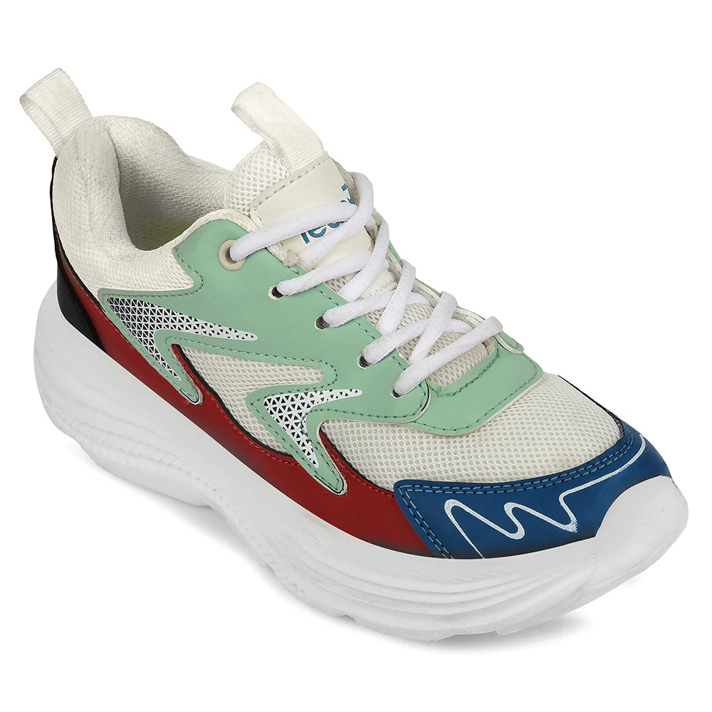 Leap7x White Sports Lacing Running Shoes For Kids VISTA-L By Liberty