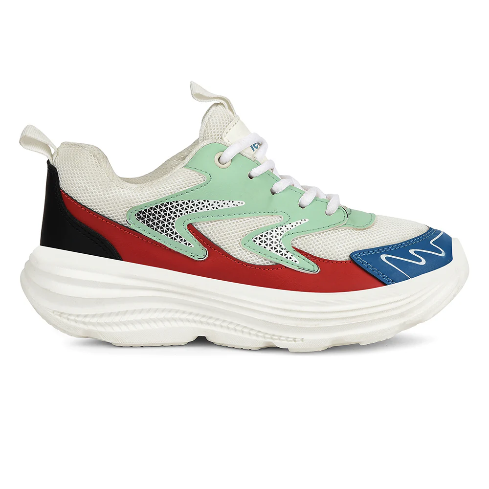 Leap7x White Sports Lacing Running Shoes For Kids VISTA-L By Liberty - Image 2
