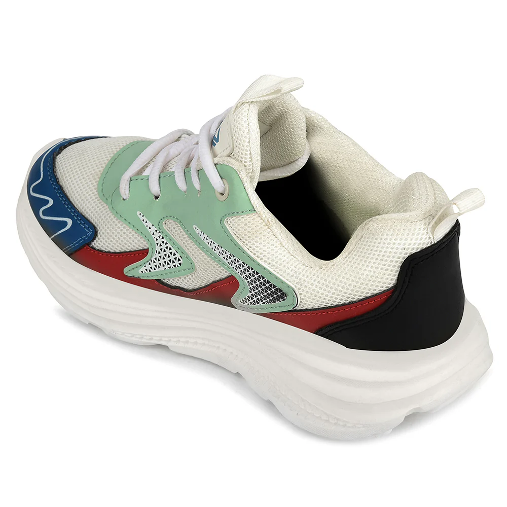 Leap7x White Sports Lacing Running Shoes For Kids VISTA-L By Liberty - Image 4