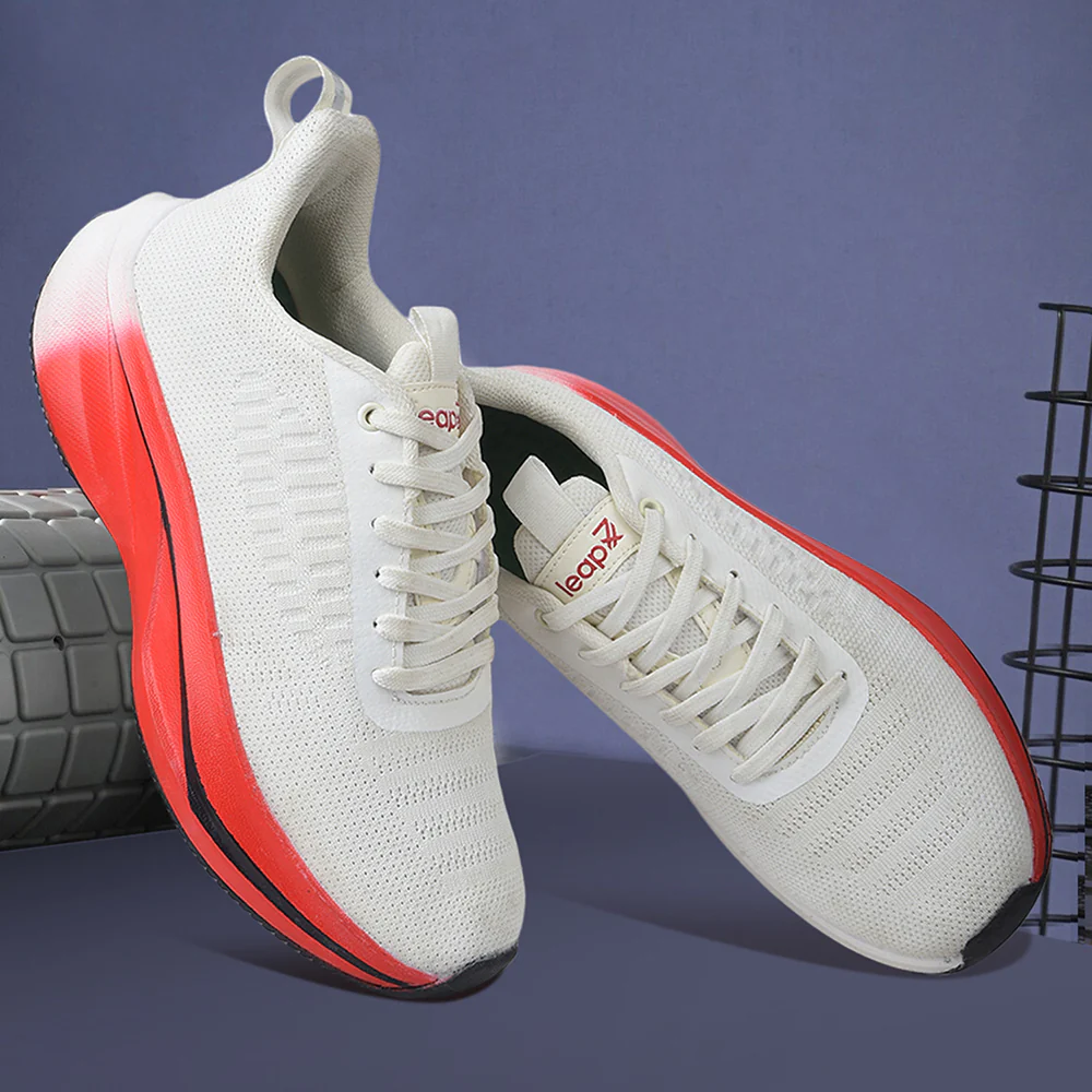 Leap7x White Sports Lacing Running Shoes For Men ROASTER-1E By Liberty - Image 4