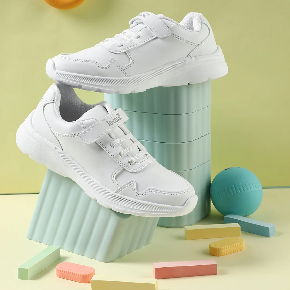 Leap7x White Velcro Uniform School Shoes For Kids SCHLPRO-3 By Liberty - Image 4