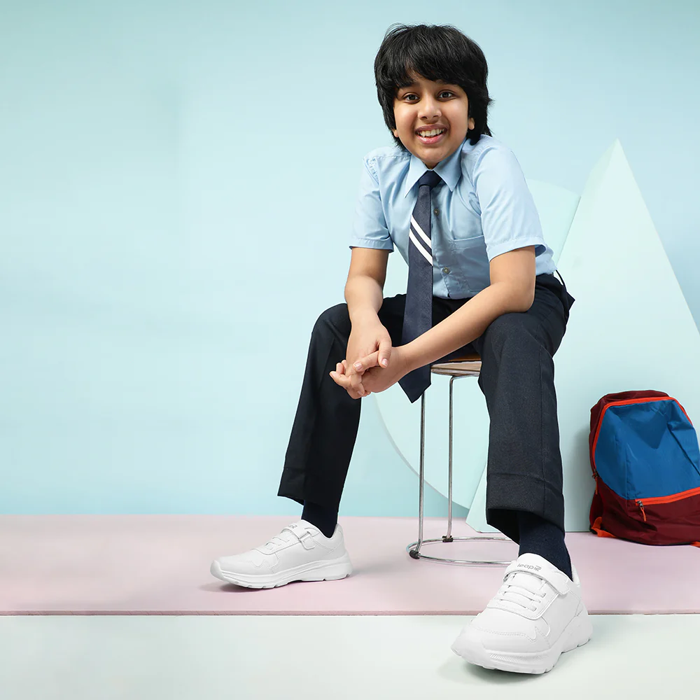 Leap7x White Velcro Uniform School Shoes For Kids SCHLPRO-3 By Liberty - Image 5