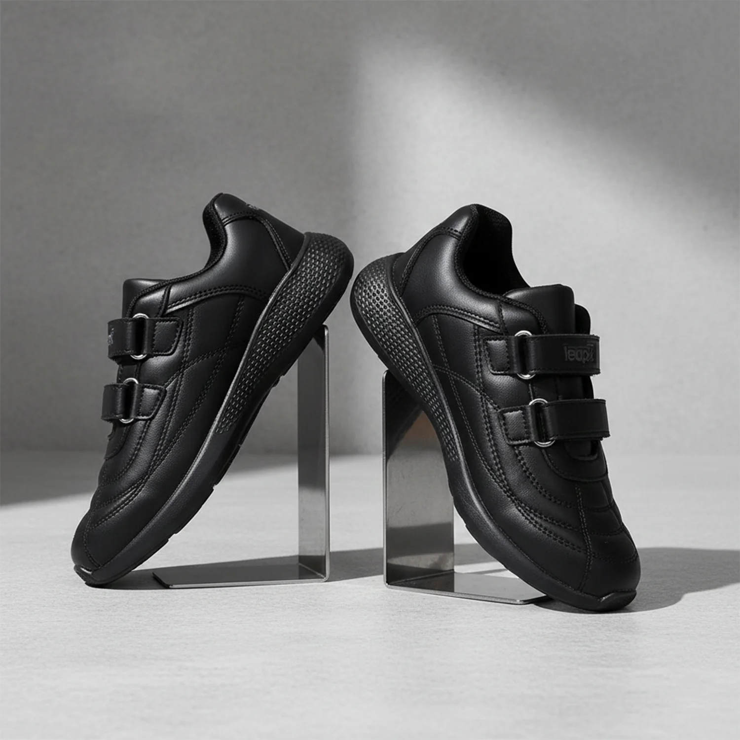 Lucy & Luke Black Casual Non Lacing Uniform School Shoes For Kids FUNRUN-E By Liberty - Image 2