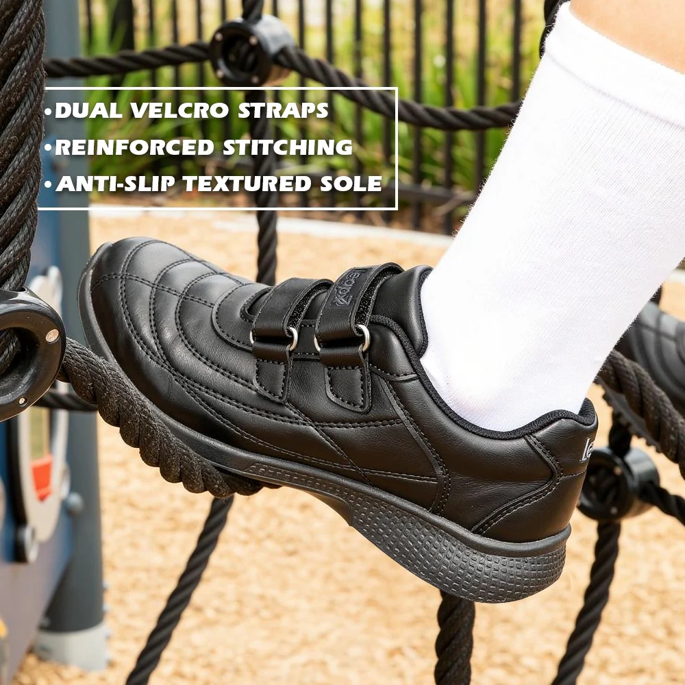 Lucy & Luke Black Casual Non Lacing Uniform School Shoes For Kids FUNRUN-E By Liberty - Image 3