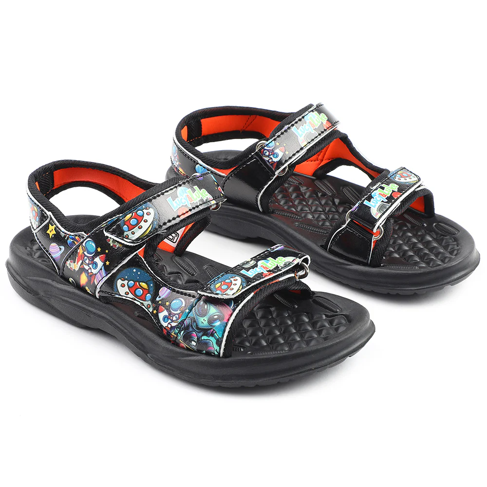 Lucy & Luke Black Casual Sandal For Kids 9951-02E By Liberty - Image 5