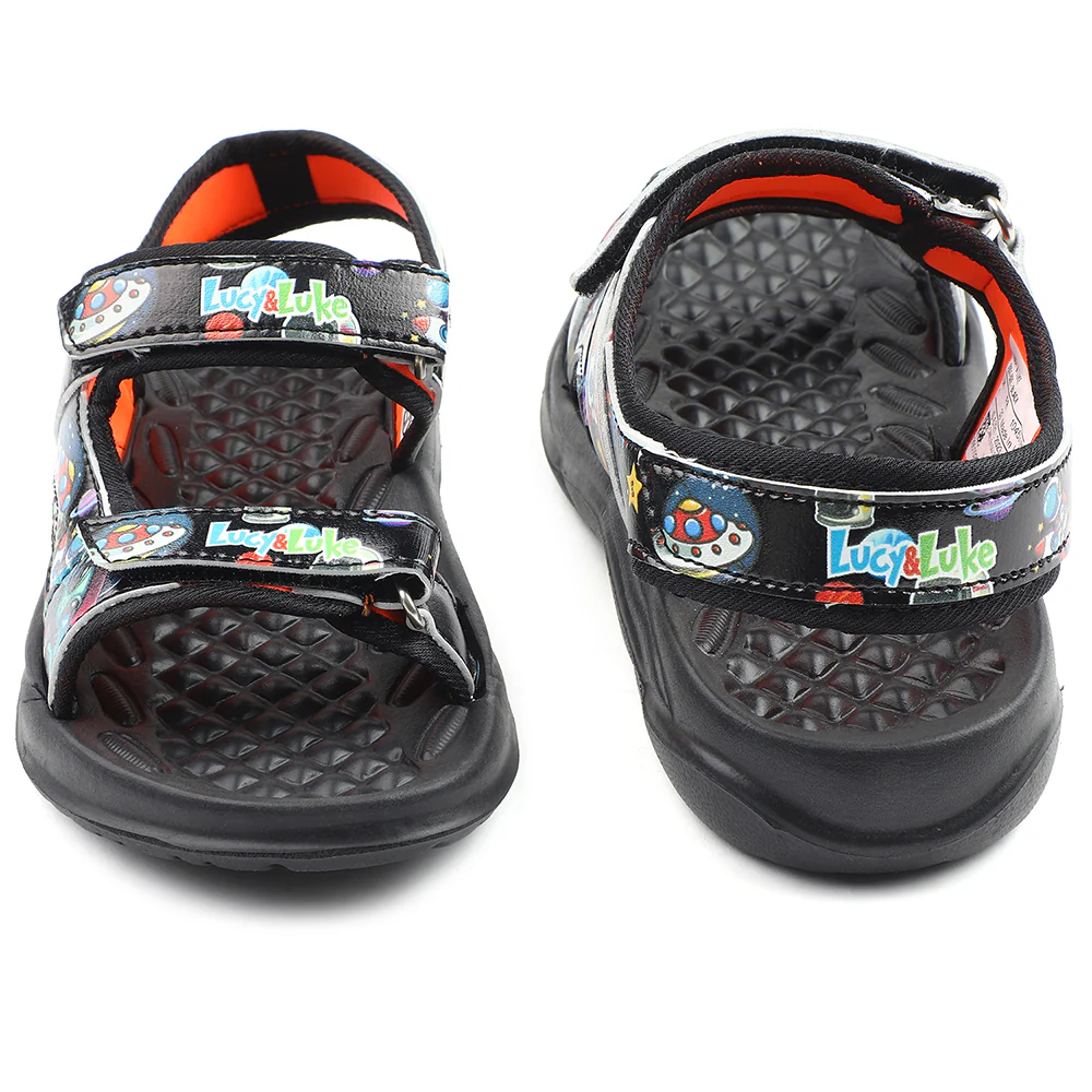 Lucy & Luke Black Casual Sandal For Kids 9951-02E By Liberty - Image 6