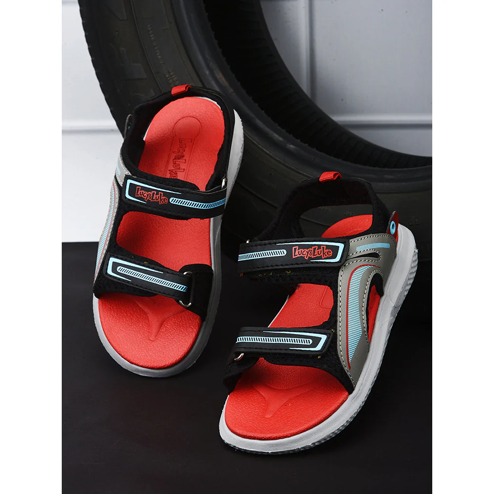 Lucy & Luke (Black) Casual Sandal For Kids HIPPO-21M By Liberty - Image 3