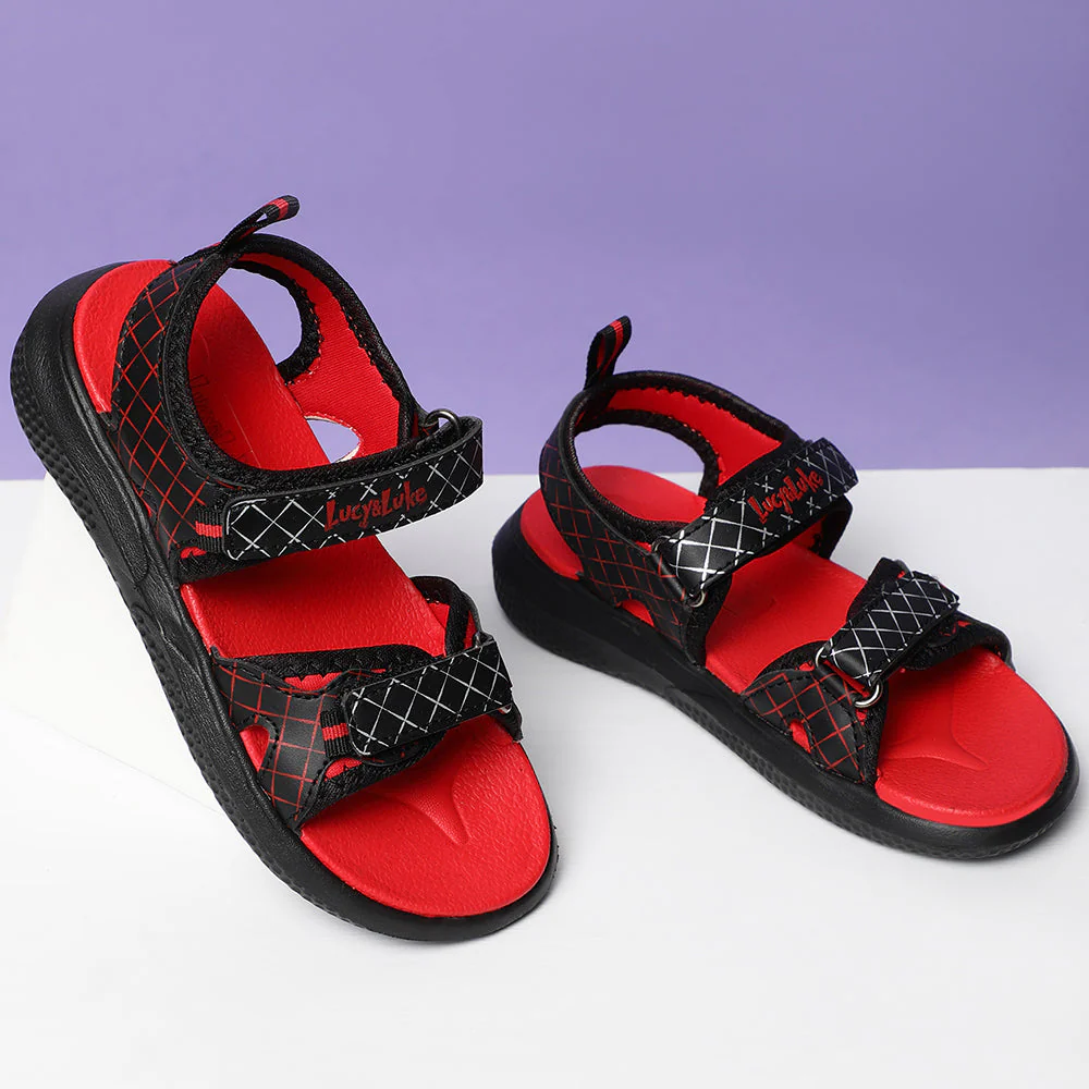 Lucy & Luke (Black) Casual Sandal For Kids HIPPO-4 By Liberty - Image 3
