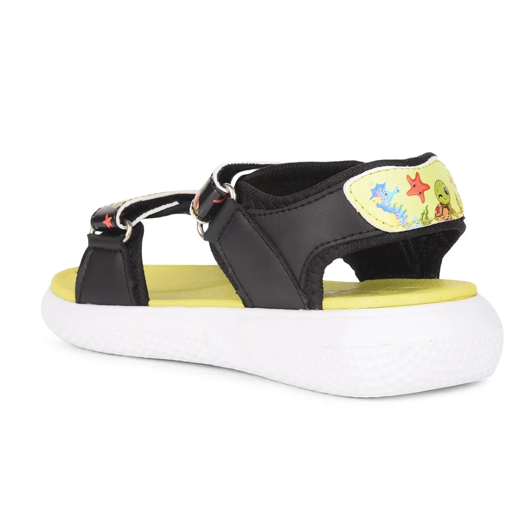 Lucy & Luke Black Casual Sandal For Kids HIPPO-51 By Liberty - Image 6