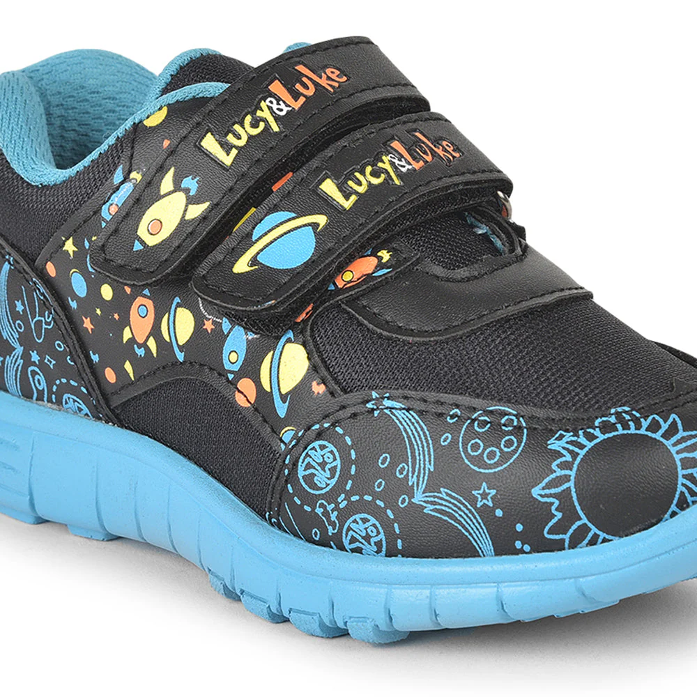 Lucy & Luke (Black) Sports Non Lacing Walking Shoes For Kids 2123-11 By Liberty - Image 4