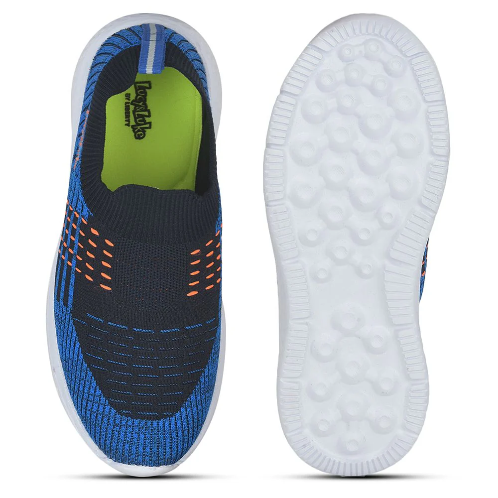 Lucy & Luke (Blue) Sports Non Lacing Shoes For Kids DUNE-E By Liberty - Image 4