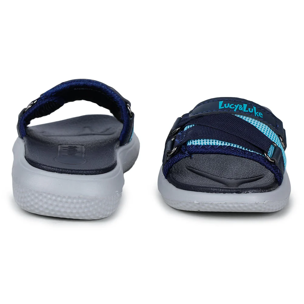 Lucy & Luke Navy Blue Slides For Kids HIPPO-12S By Liberty - Image 6