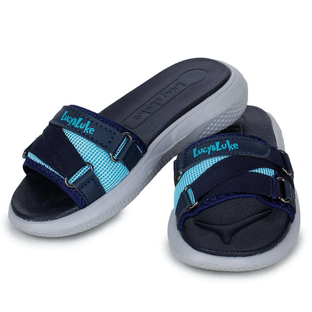 Lucy & Luke Navy Blue Slides For Kids HIPPO-12S By Liberty - Image 5