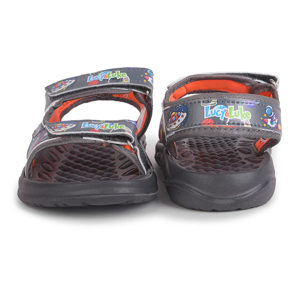 Lucy & Luke Dark Grey Casual Sandal For Kids 9951-02E By Liberty - Image 6