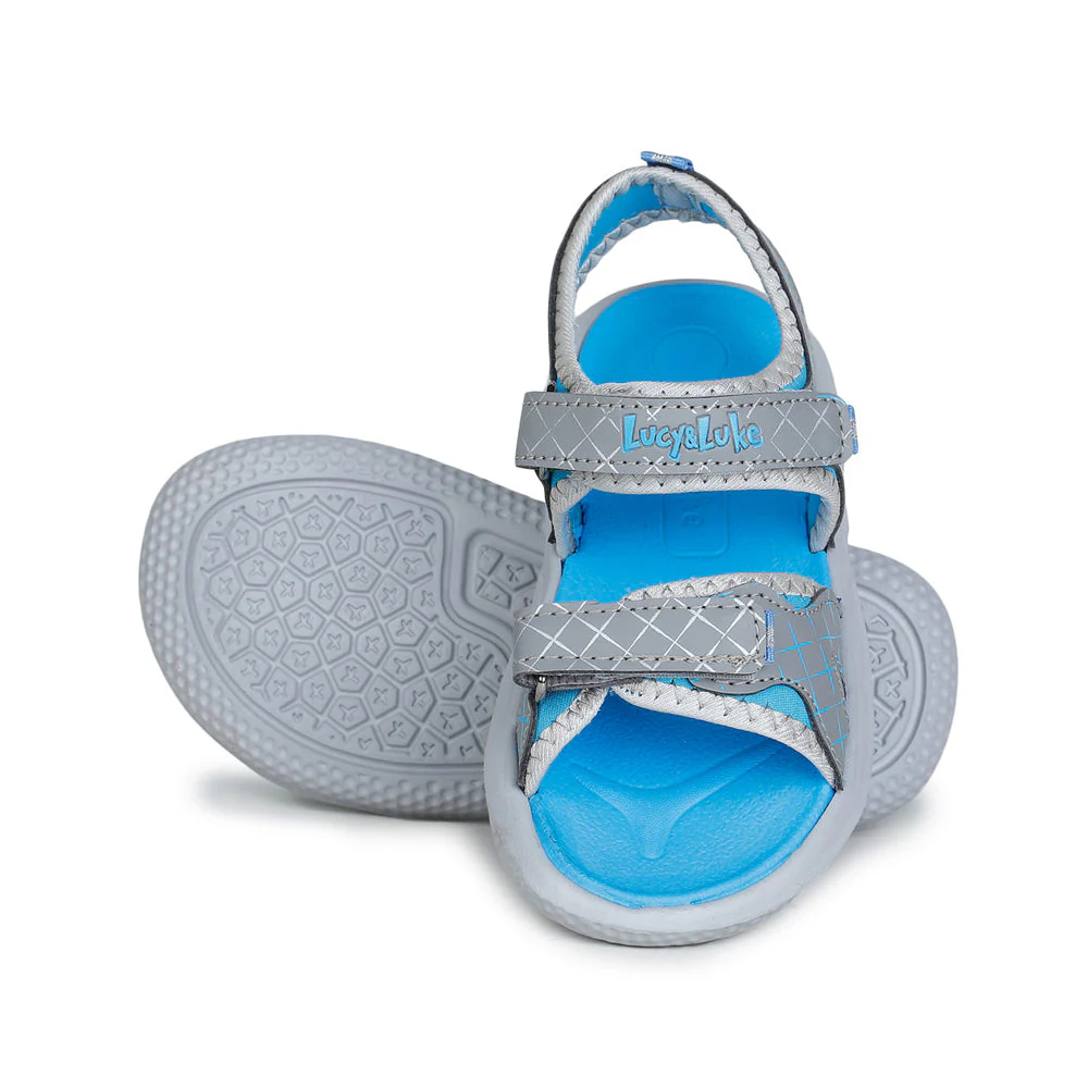 Lucy & Luke (Grey) Casual Sandal For Kids Hippo-4 By Liberty - Image 4
